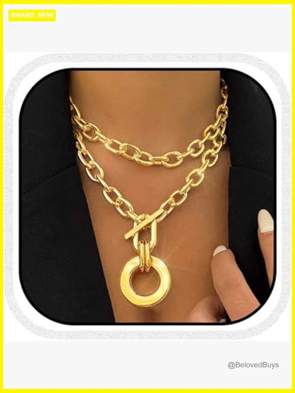 Thick Layered Chain Necklace Set Punk Fashion Jewelry for Women